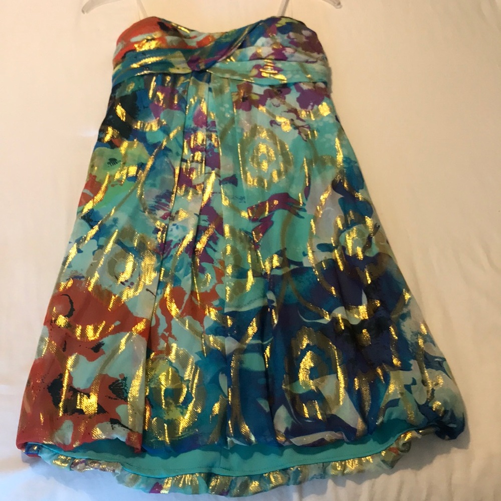 Multi color strapless dress